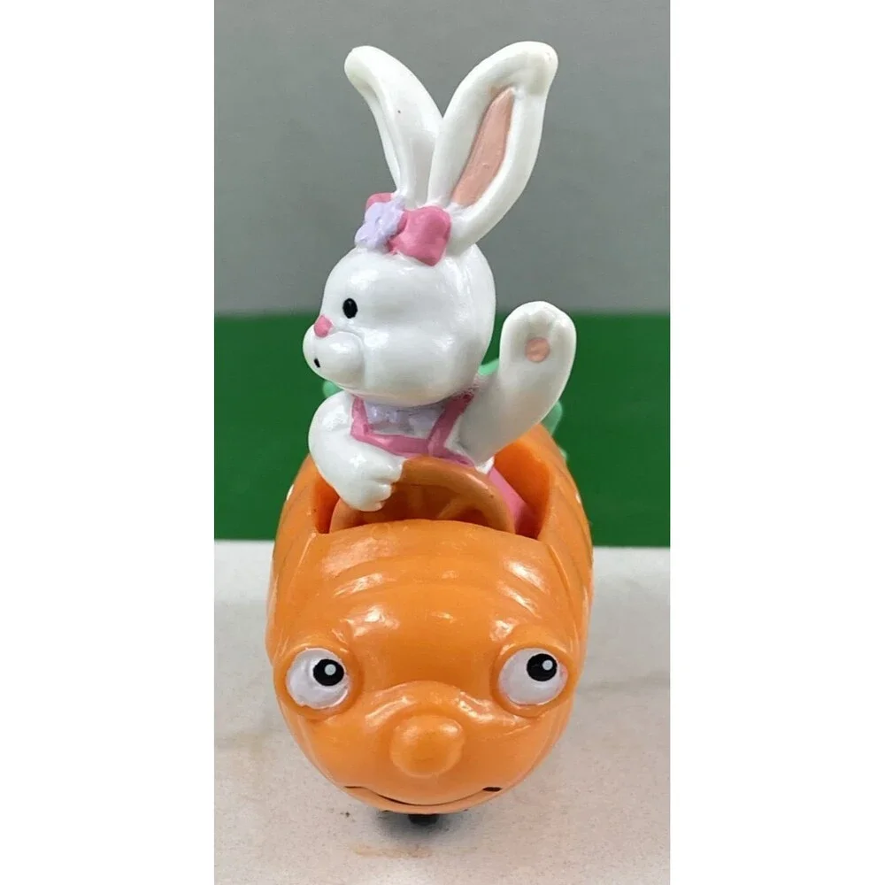 Rare Vintage Applause PVC Easter Bunny Driving a Carrot Car